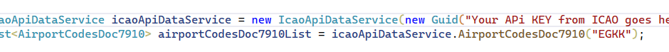 Example of calling the ICAO API Data Service